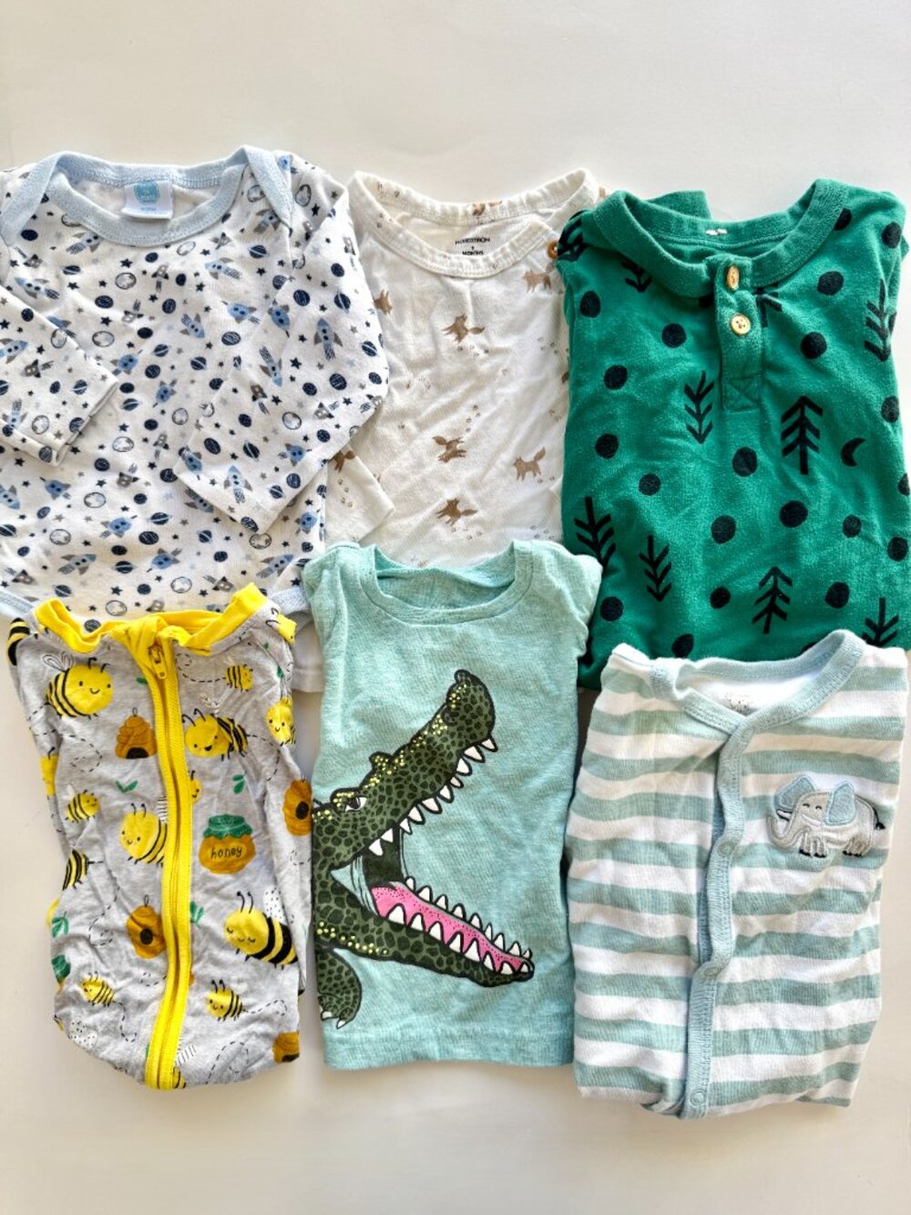 Baby Boy 6pc Bundle Space Fox Dino Bee Gator 6-9M